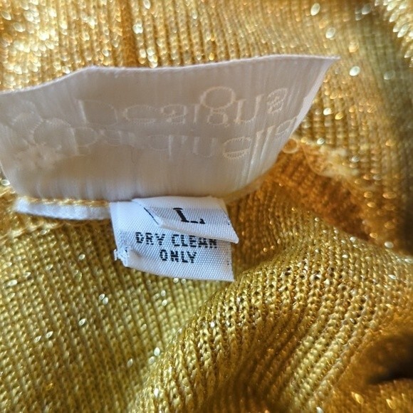 Bardinella Designs Vintage 80s Gold Sparkly Glitter Mock Neck Blouse Size Large - Picture 4 of 6